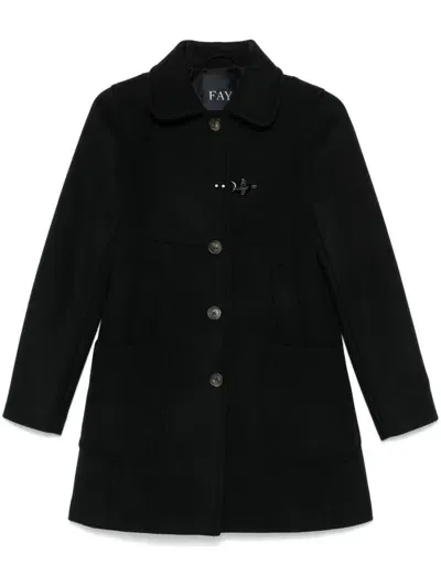 Fay Single-breasted Coat In Black