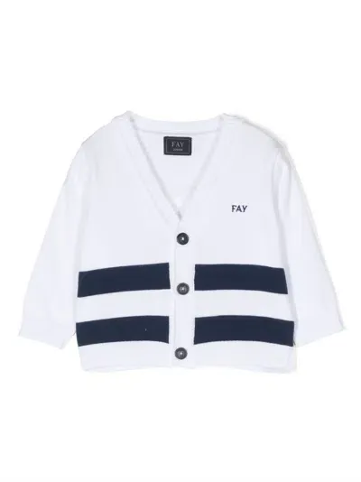 Fay Babies' Striped Knitted Cardigan In Weiss