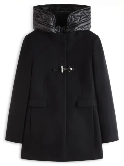 Fay Toggle Coat In Black Wool Blend Fabric