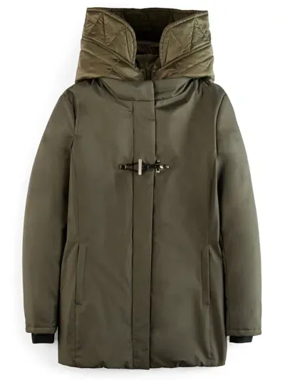 Fay Toggle Coat In Technical Gabardine In Green