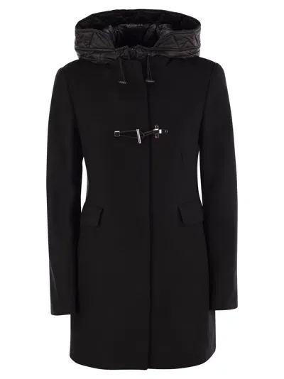 Fay Toggle Coat In Wool Cloth In Black