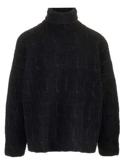 Fear Of God Black Turtleneck In Jacquard Wool