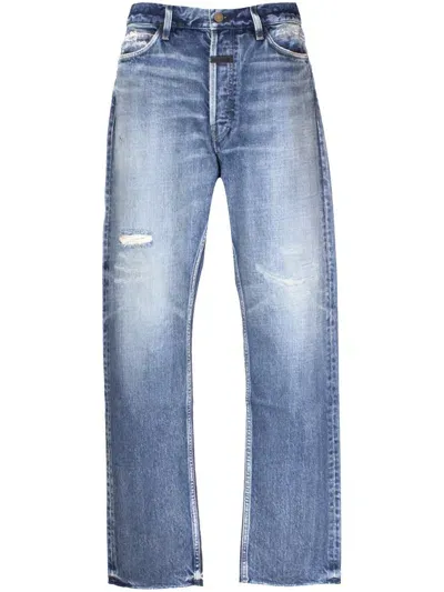 Fear Of God Classic 5 Pocket Distressed Jeans In Blue