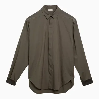 Fear Of God Cotton And Wool Oxford Shirt Olive Men In Multicolor