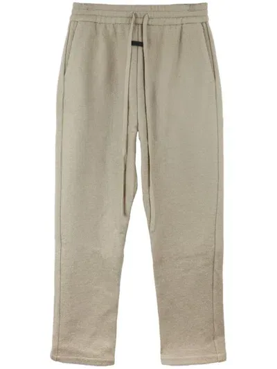 Fear Of God Forum Straight-leg Logo-appliquéd Wool-fleece Drawstring Trousers In Neutrals