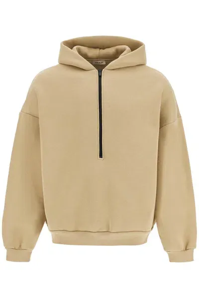 Fear Of God Hooded Sweatshirt With Half Zip In Cream