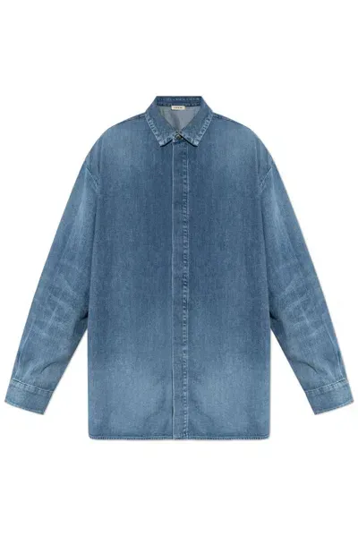 Fear Of God Vented Denim Shirt In Blue