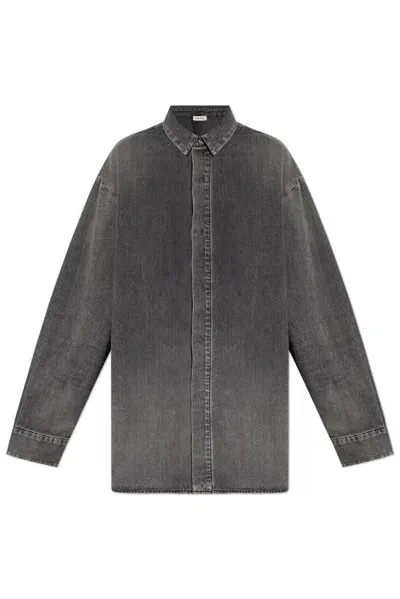 Fear Of God Vented Denim Shirt In Grey