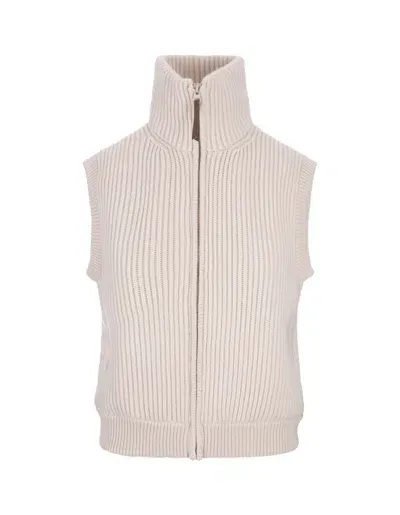 Fedeli Andrea Padded Gilet In Ice Cashmere In White