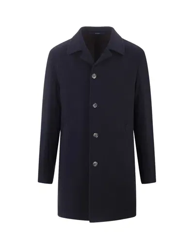 Fedeli Blue Cashmere Double Flannel Dell Coat