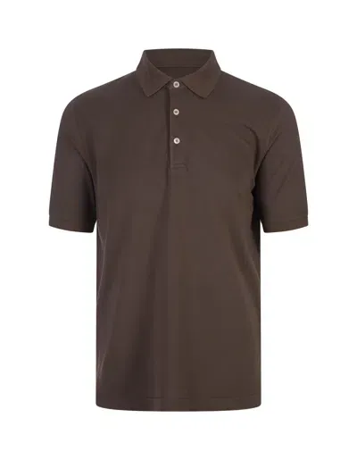 Fedeli Brown Cotton Pique Polo Shirt