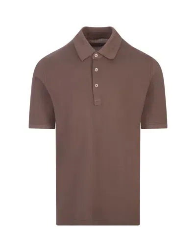 Fedeli Brown Light Cotton Piquet Polo Shirt