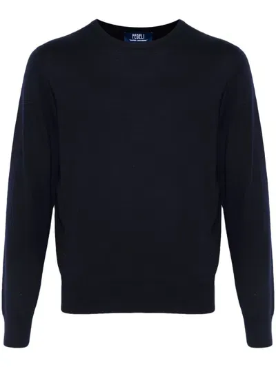 Fedeli Crew Neck Sweater In Blue