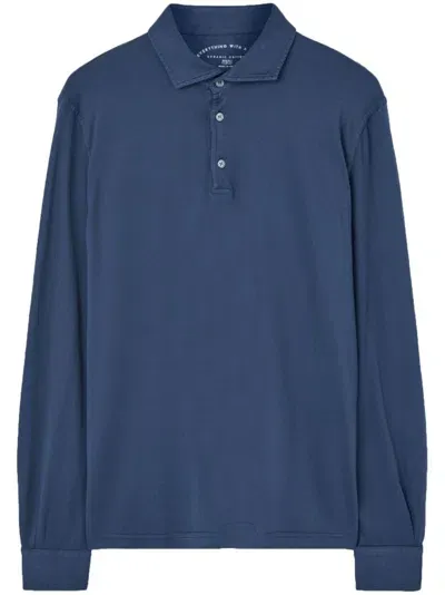 Fedeli Alby Long-sleeve Polo Shirt In Blue