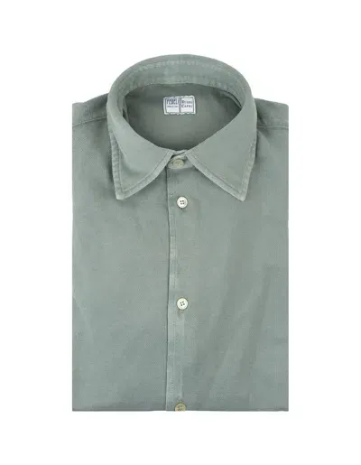 Fedeli Green Classic Shirt In Light Piquet