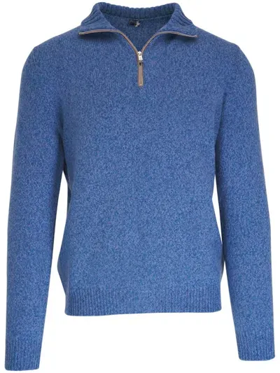 Fedeli Half-zip Jumper In Blue