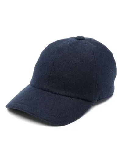 Fedeli Land Cashmere Baseball Cap In Blue