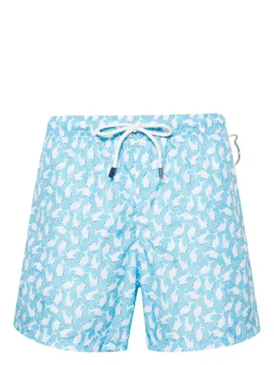 Fedeli Dinosaur-print Swim Shorts In Blue