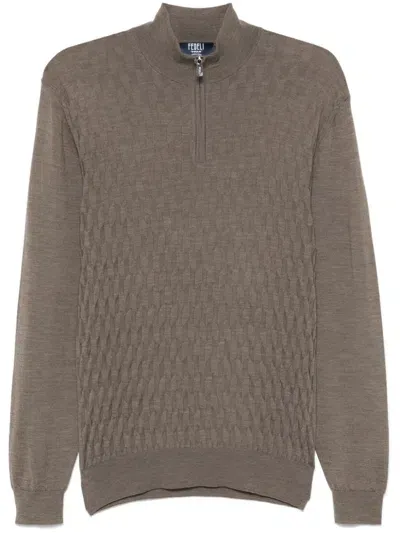 Fedeli Monogram-jacquard Sweater In Brown