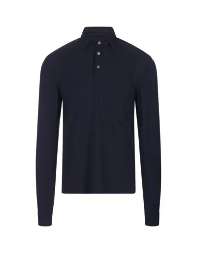 Fedeli Night Blue Long Sleeve Polo Shirt