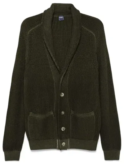 Fedeli Ribbed-knit Cardigan In Green