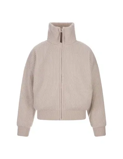 Fedeli Rikki Padded Bomber Jacket In Ice Cashmere In White