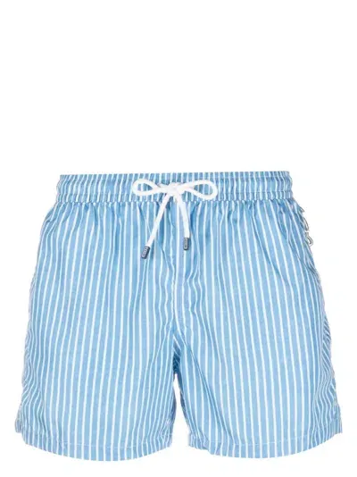 Fedeli Madeira Striped-print Swim Shorts In Blue