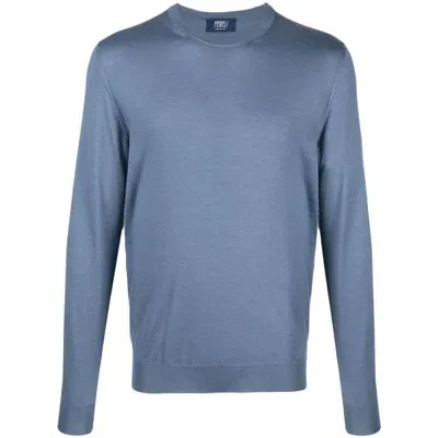 Fedeli Crew-neck Jersey-knit Jumper In Blue