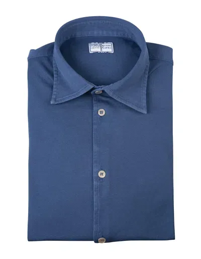 Fedeli Teorema Shirt In Cobalt Blue Cotton Piqué