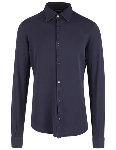 Fedeli Teorema Shirt In Navy Blue Cotton Piqué