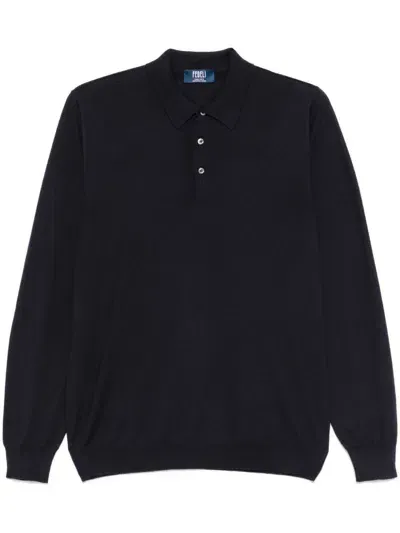 Fedeli Virgin Wool Polo Shirt In Blue