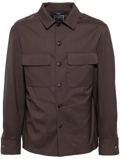 Fedeli Virgin Wool Shirt Jacket In Brown