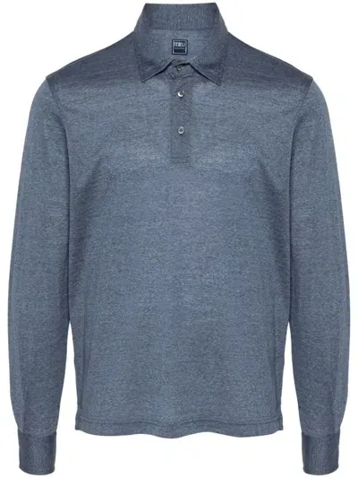 Fedeli Wool Polo Shirt In Blue