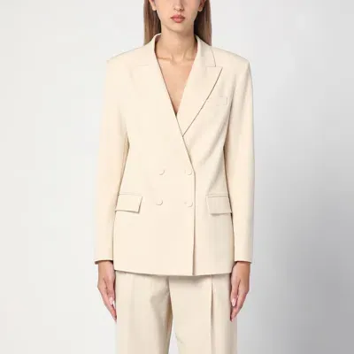 Federica Tosi Butter-coloured Double-breasted Jacket In Wool Blend In Beige