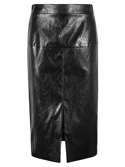 Federica Tosi Front Slit Shiny Skirt In Black