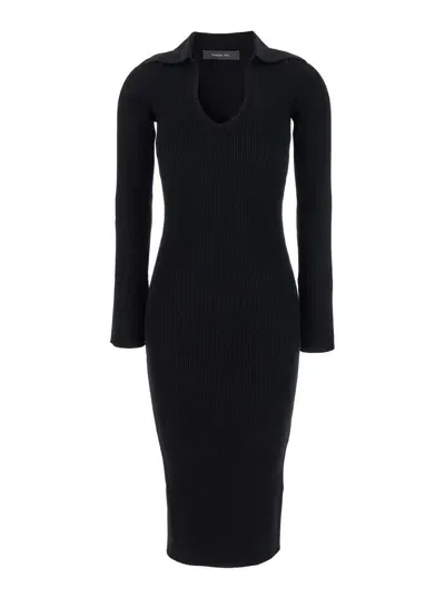 Federica Tosi Polo Viscose Knit Dress In Black