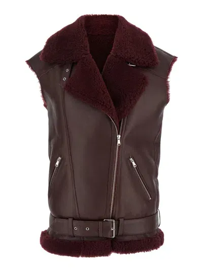 Federica Tosi Sheaerling Sleeveless Coat In Burgundy