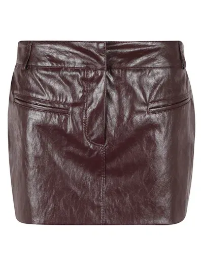 Federica Tosi Shiny Short Skirt In Burgundy