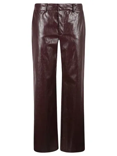 Federica Tosi Wine Red Faux Leather Trousers In Burgundy