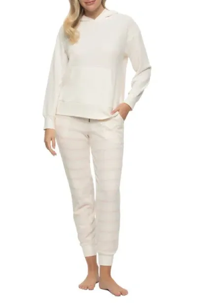 Felina Jolie Thermal Knit Hoodie Pajamas In Whisper White