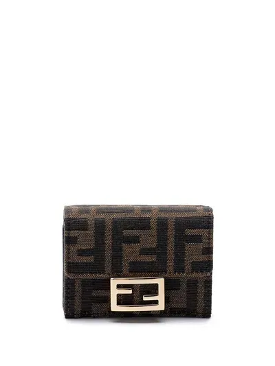 Fendi `baguette` Micro Trifold Wallet In Brown