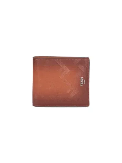 Fendi Bifold Logo Wallet In Brown