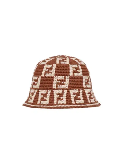 Fendi Narrow-brimmed Cloche Hat In Brown