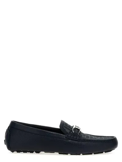 Fendi Driver Olock Loafers In Blue