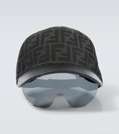 Fendi Ff Baseball Cap With Sunglasses In Brown