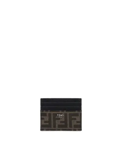 Fendi Ff Card Holder In Brown