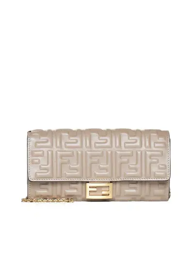 Fendi Ff Motif Baguette Continental Chain-linked Wallet In Neutral