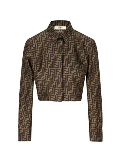 Fendi Ff Motif Cropped Shirt In Multi