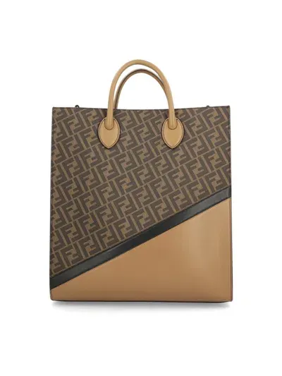 Fendi Ff Motif Vertical Tote Bag In Brown