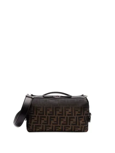 Fendi Fiesta Jacquard Ff 19` Messenger Bag In Brown